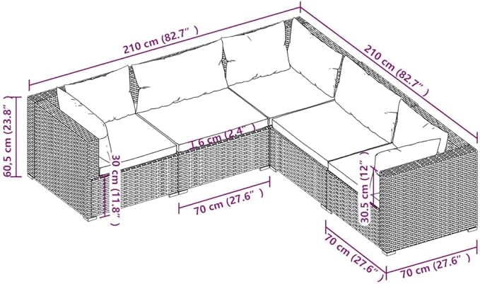 5 Piece Patio Lounge Set,Outdoor Garden Conversation Set,Patio Outdoor Set Suitable Suitable for Patio,Deck,Balcony with Cushions Poly Rattan Black