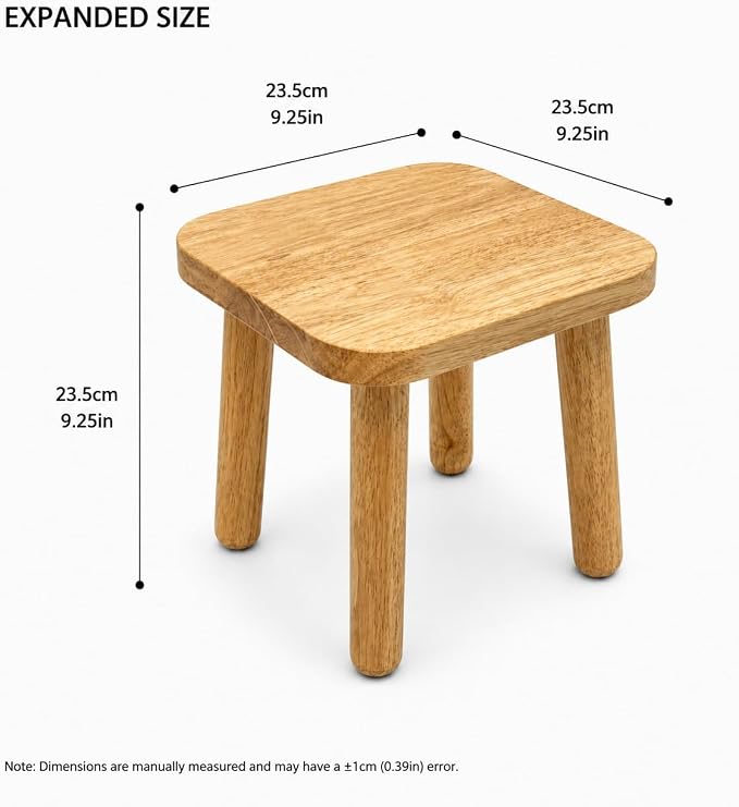 Wooden Picnic Stool, Tool-Free Assembly Solid Wood Low Profile Portable Seat for Indoor Home, Outdoor Camping, Beach and Patio