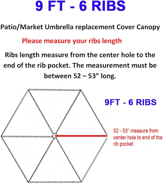 BELLRINO DECOR Replacement " STRONG & THICK " Umbrella Canopy for 9ft 6 Ribs (Canopy Only) (BEIGE)
