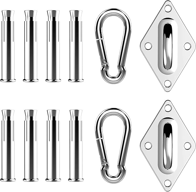 Eurmax USA 800 lb Capacity Hammock Hanging kit Shade Sail Hardware Hammock Hooks & Carabiners Suspension Ceiling Hooks for Hammock Stand,Porch,Yoga & Brazilian Hammocks,Swing Chair