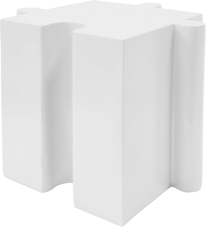 Christopher Knight Home Daton 3 Piece Interlocking Outdoor Side Table Set, Modular Lightweight Concrete Coffee Table, Convertible MGO End Table for Indoor&Outdoor, Creative Set Up, White+Black