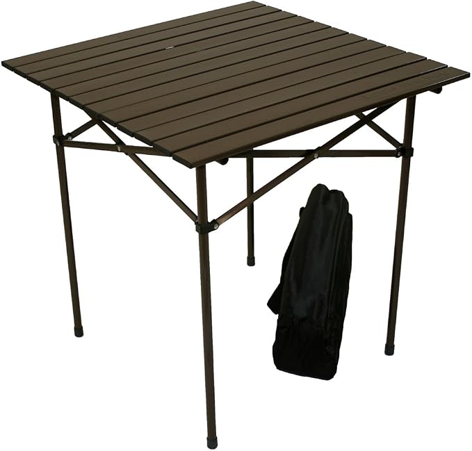 TA2727 Tall Aluminum Portable Table with Carrying Bag, Brown