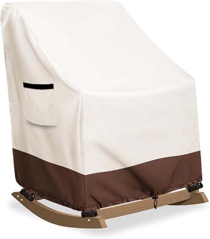 Outdoor Adirondack Rocking Chair Cover,Heavy Duty 600D Waterproof Patio Rocking Chairs Cover for 30" W x 33" D x 32" H Rocking Chair,Beige