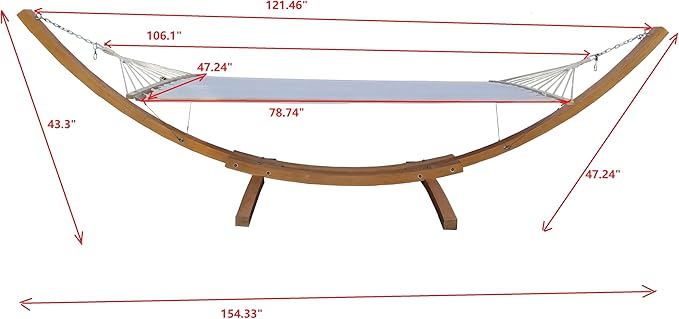 1-Person Hammock with Stand Set Indoor Outdoor Standalone Plywood & Canvas White for Backyard Patio Bedroom