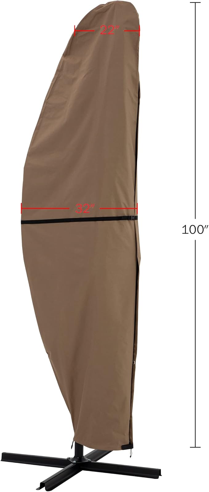 Pure Garden Offset Outdoor Umbrella Cover - Heavy-Duty Waterproof Protection for Banana Frame Umbrellas Up to 11.5 Ft Round or 7.5 Ft Square (Tan)