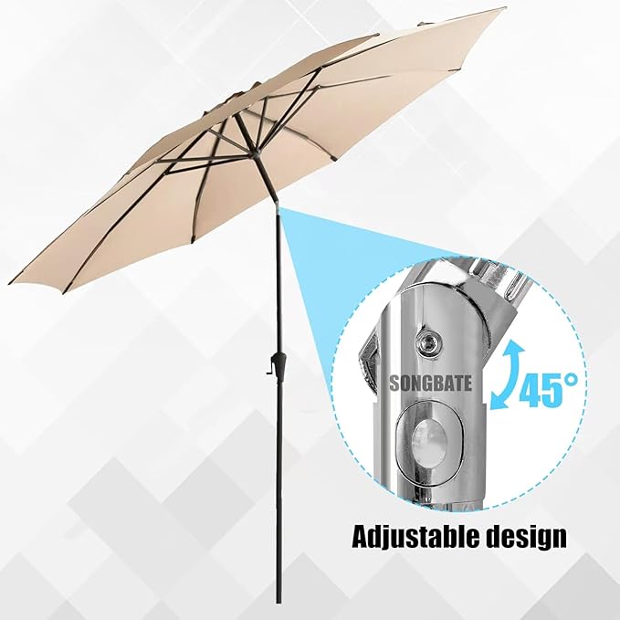 Patio Umbrella Accessories, Outdoor Umbrella Replacement Parts, Push-Button Tilt Adjustment for Garden Umbrellas, Silver (1.9inch)