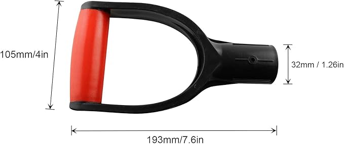 32mm Inner Diameter Plastic Spade Handle Shovel Red D Grip Handle Good Hand Protect Garden Accessories for Snow Shovel Digging Raking Tools