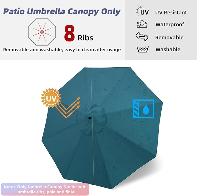 Patio Umbrella Replacement Canopy Only,Outdoor Table Market Yard Umbrella Top for Outdoor Umbrella Canopy