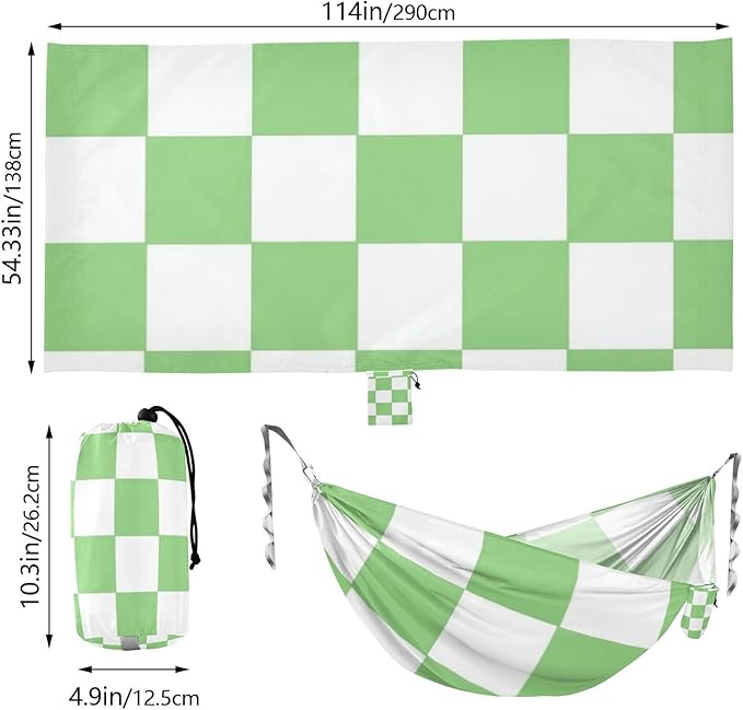 Green and White American Plaid 330lb Capacity Hammocks Rope Hammock for Outside Camping Essentials hamaca con Base para adultos