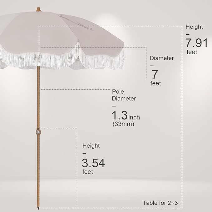 Tempera Heavy Duty High Wind Beach Umbrella with Sand Anchor & Carry Bag | Patio Outdoor Umbrella with Aluminum Frame and Push Button Tilt, Ideal for Travel Garden Lawn, UPF 60+