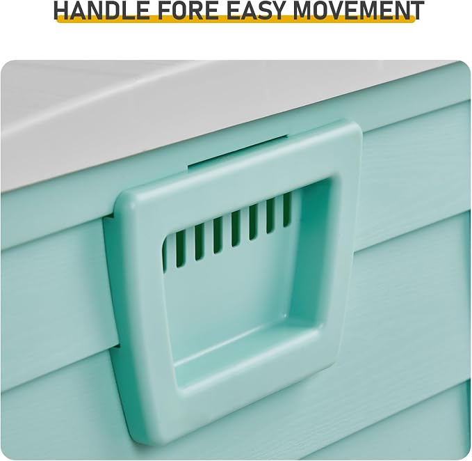 75Gal 280L Green Plastic Outdoor Storage Deck Box, Weatherproof UV Resistant Lockable Patio Storage Chest with Wheels and Molded Handles, Tool-Free Multipurpose Container for Garden Tools Cushions BBQ