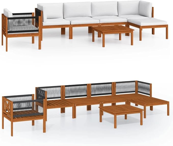 Patio Lounge Set with Cushions,Outdoor Patio Furniture,Outdoor Chat Conversation Set,for Patio,Backyard,Garden,Outdoor,7 Piece Cream Solid Acacia Wood