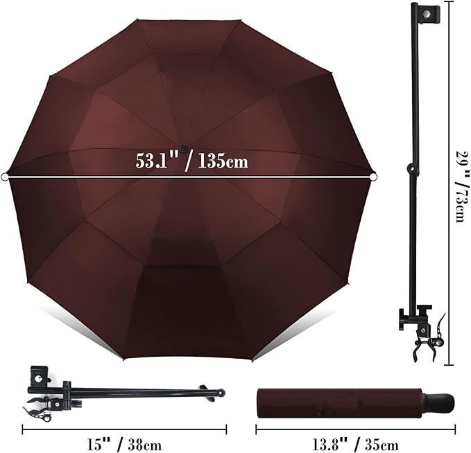 Patio Umbrellas UPF 50+ 360 ° Adjustable Shade Umbrella,Beach Umbrella with Universal Clamp,Beach Clamp on Umbrella,suitable for Patio,beach chairs,golf carts, wheelchairs,carts,bleachers,camping and fishing