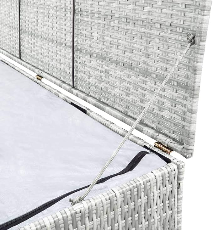 Patio Storage Box,Outdoor Toy Box,Outdoor Storage,Outdoor Cushion Storage, for Patio Furniture Cushion Storage Light Gray 59.1"x39.4"x39.4" Poly Rattan