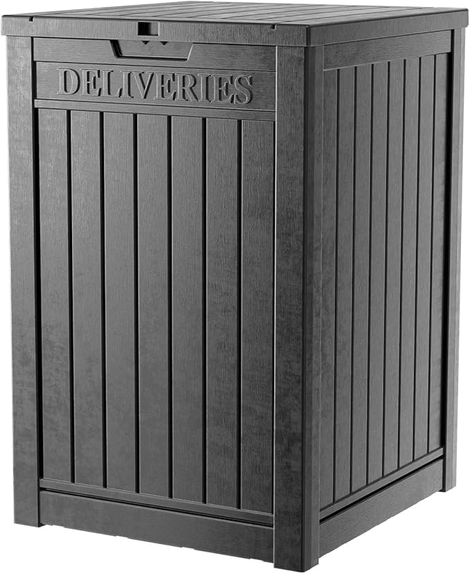 EasyUp Package Delivery Box Outdoor with Lockable Secure Waterproof & UV-Resistant,Anti-Theft Parcel Large Double Wall Resin Outdoor Package Delivery for Porches, Patios,Curbside
