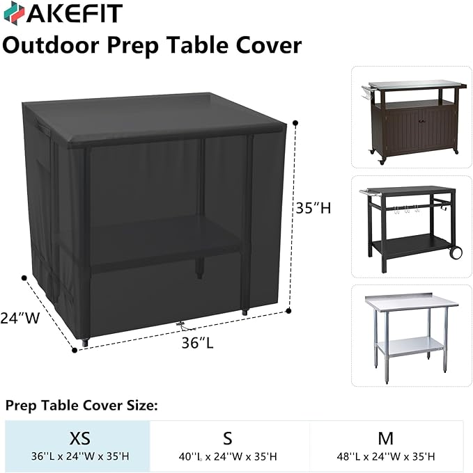 AKEfit Outdoor Prep Table Cover,Waterproof Patio Stainless Steel Table Work Cover,for Grill Dining Cart , Outdoor Table, Patio Food Prep Station-36"L x 24"W x 35"H
