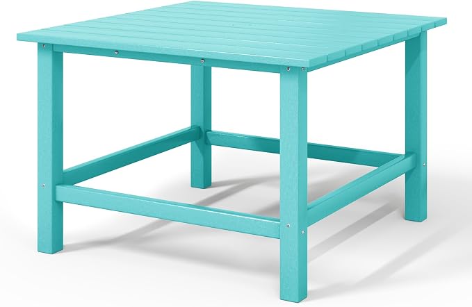 WestinTrends Malibu Kids Outdoor Patio Furniture HDPE 31" Wide Square Dining Table, Turquoise