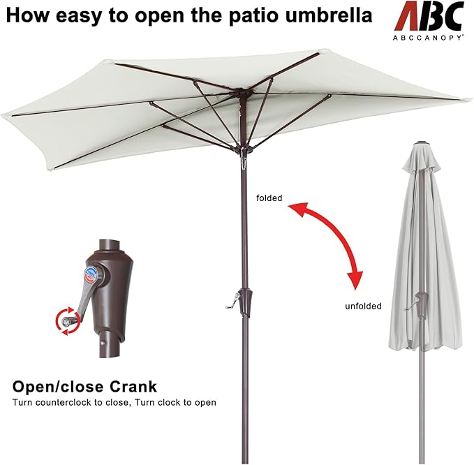 ABCCANOPY Patio Umbrella 9FT - Outdoor Half Umbrellas for Patio, Backyard, Garden, Deck (Light Beige)