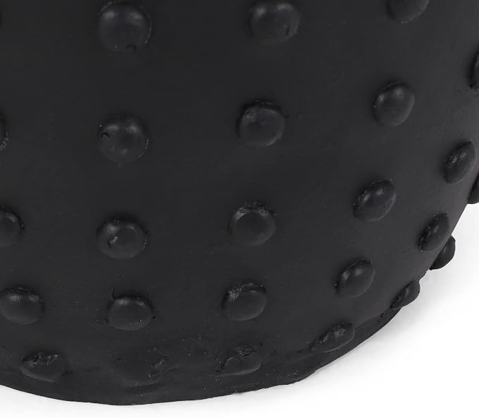 Outdoor Side Table 15.5" Drum Shape Lightweight Concrete-Look Outdoor Indoor Accent Table Decorative Garden Stools, for Patio Porch Living Room, Black
