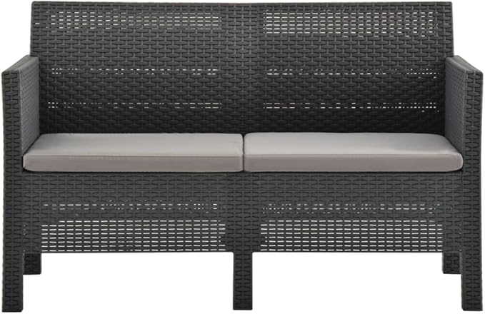 Patio Lounge Set with Cushions,Outdoor Conversation Furniture Sets,Outdoor Furniture Sets,for Lawn,Garden,Backyard,2 Piece PP Rattan Anthracite