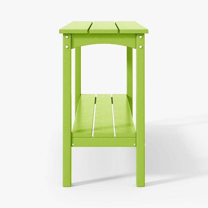 WestinTrends Malibu 55" Outdoor Patio HDPE Adirondack 2-Tier Shelf Console Table, Lime