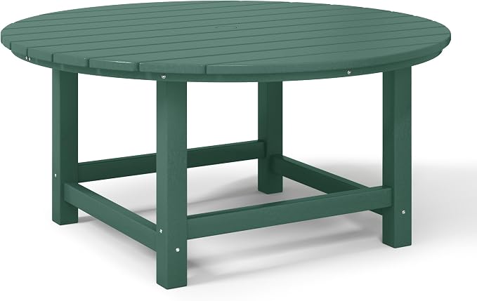 WestinTrends Malibu Low Outdoor HDPE Round Patio Coffee Table, Dark Green