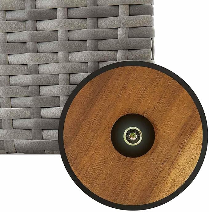 Light Grey Garden Storage Box with Zipper Closure and Rollable Design, Water-Resistant Poly Rattan and Acacia Wood Construction for Outdoor Essentials, Spacious Dimensions