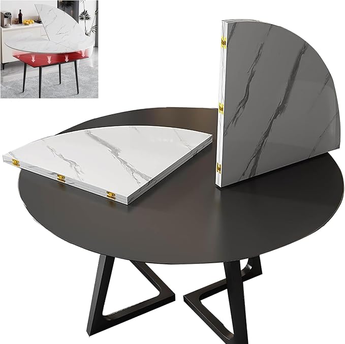 Large Round Foldable Table Top, 59 ” Diameter Portable Dining Table Extender Top, No Legs Wooden Round Table Tops Only, for Round Table and Square Table (White, 5.9ft/71.2in)