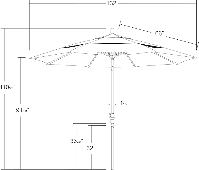 California Umbrella 11' Rd Tahoe Series Aluminum Patio Umbrella