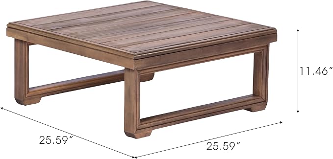 Christopher Knight Home 2 Piece Outdoor Patio Furniture Set Acacia Wood Sofa with Thick Cushions and Slatted Coffee Table, Modular Floor Seating Conversation Set, Natural Wood Finish