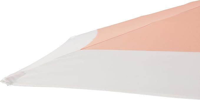 JONATHAN Y Spencer 9 ft. Solar Powered LED Patio Umbrella with Crank and Tilt, Hexagon Outdoor Market Sunshade for Garden, Deck and Pool, Coral Pink/White, Dark Brown Pole UMB1100D