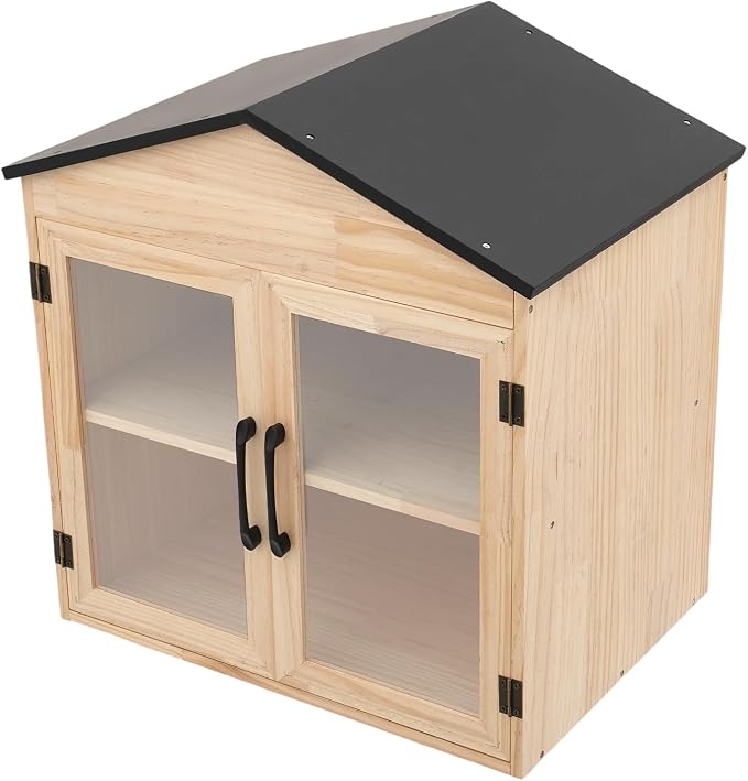 Little Outdoor Library Box, 2-Tier Waterproof Free Library Wooden Cabinet, 20"L x 14"W x 22"H Small Storage Box for DIY, Neighbourhoods, Communities and Kids to Share Books, Magazines, Artworks