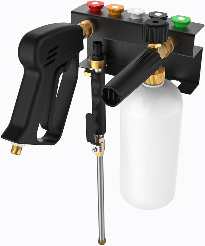 Pressure Washer Gun Holder, Power Washer&Snow Foam Cannon Quick Disconnect Tool Organizer, Pressure Washer Nozzle Tip&Wand Extension Storage Rack, Storage Wall Mount for 1/4" Quick Connector