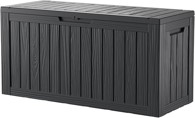 80GAL Deck Box - Black,utdoor Cushions, Throw Pillows,Waterproof Patio Storage Box Covers