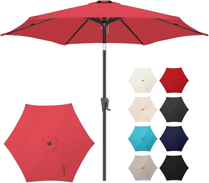 Jarka&Co 7.5ft Patio Umbrella Outdoor - Table Outdoor Umbrella with Push Button Tilt Waterprool UV Protection, Sun Umbrella for Pool, Porch, Garden, Deck, Backyard (Red)
