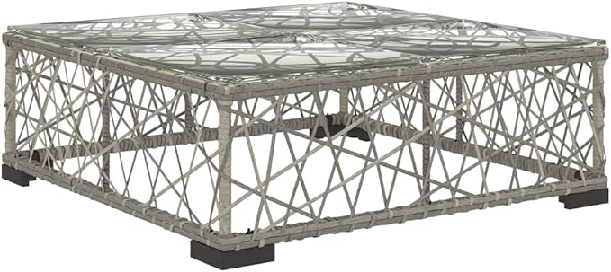 8 Piece Patio Lounge Set with Cushions, Front Porch Furniture Outdoor Dining Sets Porch Furniture Set Patio Conversation Set for Garden Exhibition Poolside Negotiation Area Poly Rattan Gray
