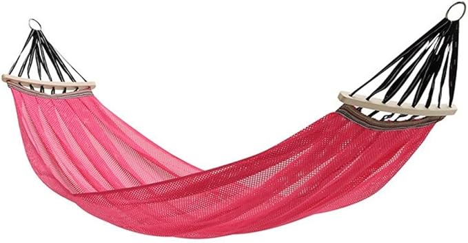 Camping Hammock, Hammock Thickened and Widened Double Hammock Anti-Rollover with Wooden Stick Ice Silk Gauze Breathable Camping Portable Outdoor Leisure Equipment(Rojo)