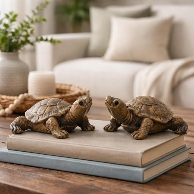 2 Pack Turtle Statue, Outdoor Garden Turtles Decor, Tortoise Figurine for Yard, Pond, Patio, Lawn, Outdoor Animal Statues & Garden Figurines