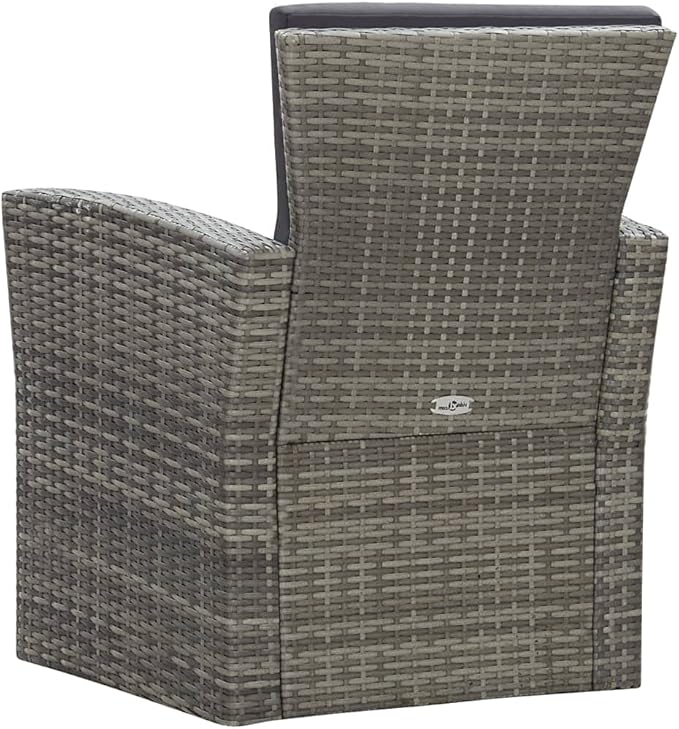 4 Piece Patio Lounge Set,PE Rattan Outdoor Furniture Set,Patio Conversation Sofa Set,Garden Backyard Poolside Patio Seating Set,with Cushions Poly Rattan Gray