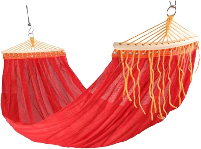 Nylon Rope Hammock Outdoor Camping Multifunctional Easy to Store Strong and Easy to Install Hammock(Rojo)