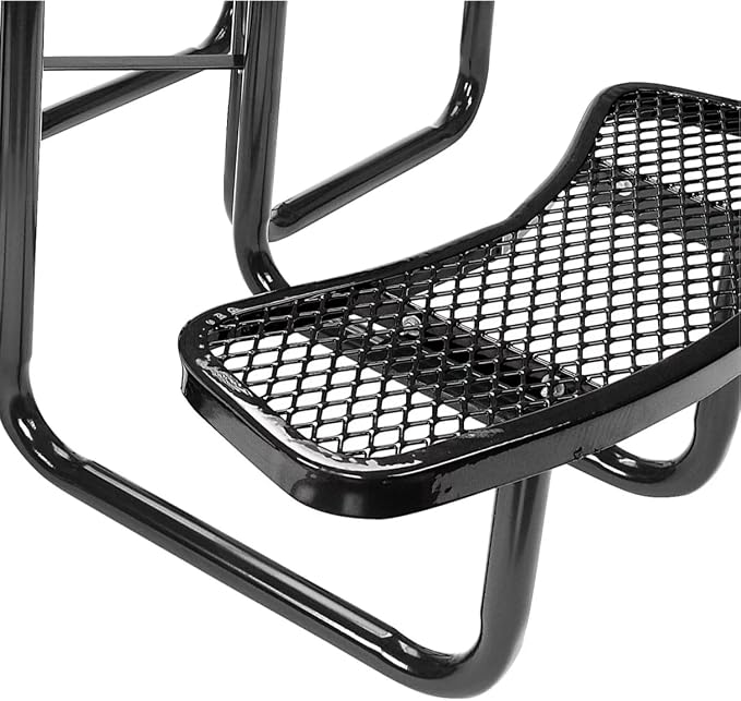Heavy Duty 46" Steel Round Picnic Table, Expanded Metal Outdoor Table (Black)