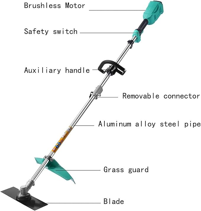 Lawn Trimmer, Electric Cordless Trimmer Lawn with Telescopic Handle, 24V 6Ah Weed Wacker Battery Powered with Blade Battery and Blade, Lightweight Weed Eater for Mowing, Trimming, Harvesting