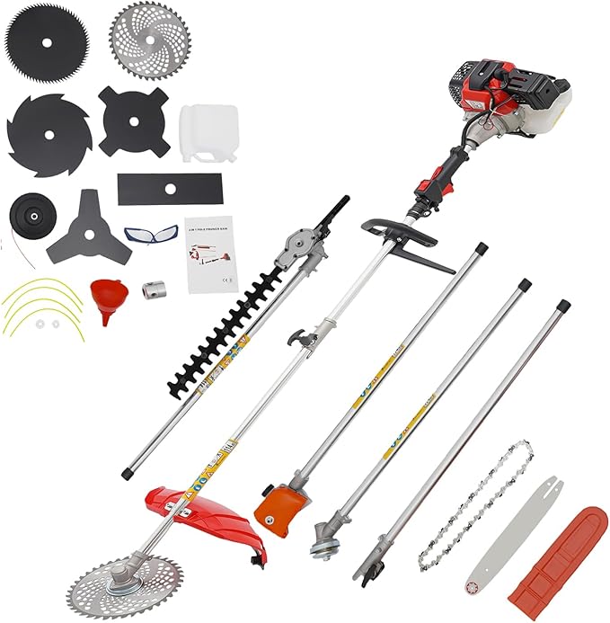Weed Eater Gas Powered, 10 in 52CC 2-Stroke Gas Powered Weed Eater Brush Cutter Grass Wacker for Lawn Garden Tree Branches Trimming, 1700W 6500-8500Rpm