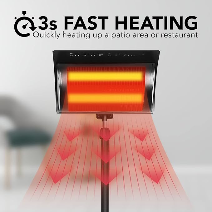 Simple Deluxe, Standing Patio Outdoor Heater for Balcony, Courtyard, With Overheat Protection, 750W/1500W