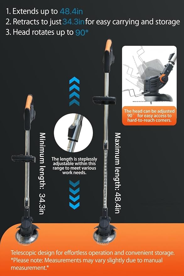 Cordless Weed Wacker, Lightweight Electric Grass Trimmer, 2 Batteries, Weed Trimmer, Adjustable Weed Eater,String Trimmers, Black