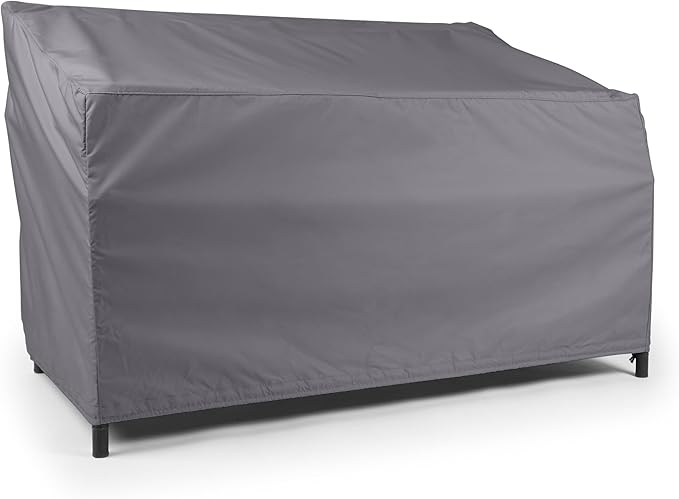 Covermates Elite Outdoor Patio Sofa Cover – Water-Resistant 300D Polyester, Double-Stitched Seams, Elastic Hem, Auto-Locking Drawcord & Mesh Vent for Moderate Weather, 74W x 32D x 34H, Charcoal