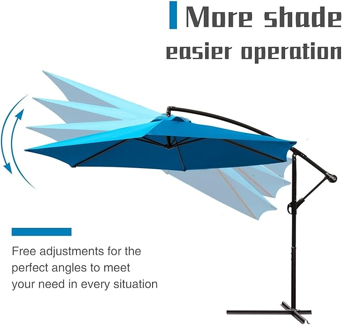 Greesum 9FT Patio Umbrella, Outdoor Table Umbrella with Push Button Tilt, Crank and 8 Sturdy Ribs for Garden, Lawn, Backyard & Pool