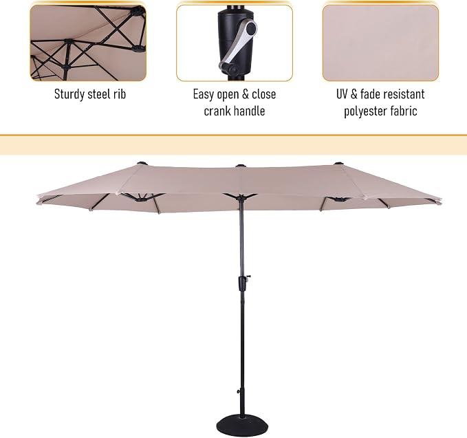 Sophia & William Patio Dining Set for 6 Patio Furniture Set 8 Pieces with 13ft Double-Sided Patio Umbrella Beige, 6 x Aluminum Patio Dining Chairs, 1 Metal Patio Dining Table for Lawn Garden Backyard