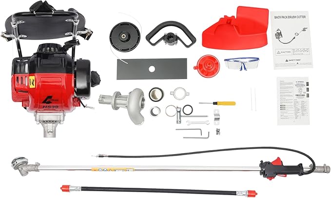 Backpack 4 Stroke 2 in 1 Brush Cutter, 8500RPM Single Cylinder Gasoline Weed Eater String Trimmer, Hedge Trimmer for Farmland Weeding, Harvesting, Clearing