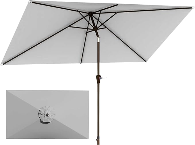 6.5'x10' Rectangular Patio Outdoor Umbrella,Large Coverage with Push-Button Tilt & UV Protection,Sturdy Ribs for Deck,Lawn,Pool,Backyard